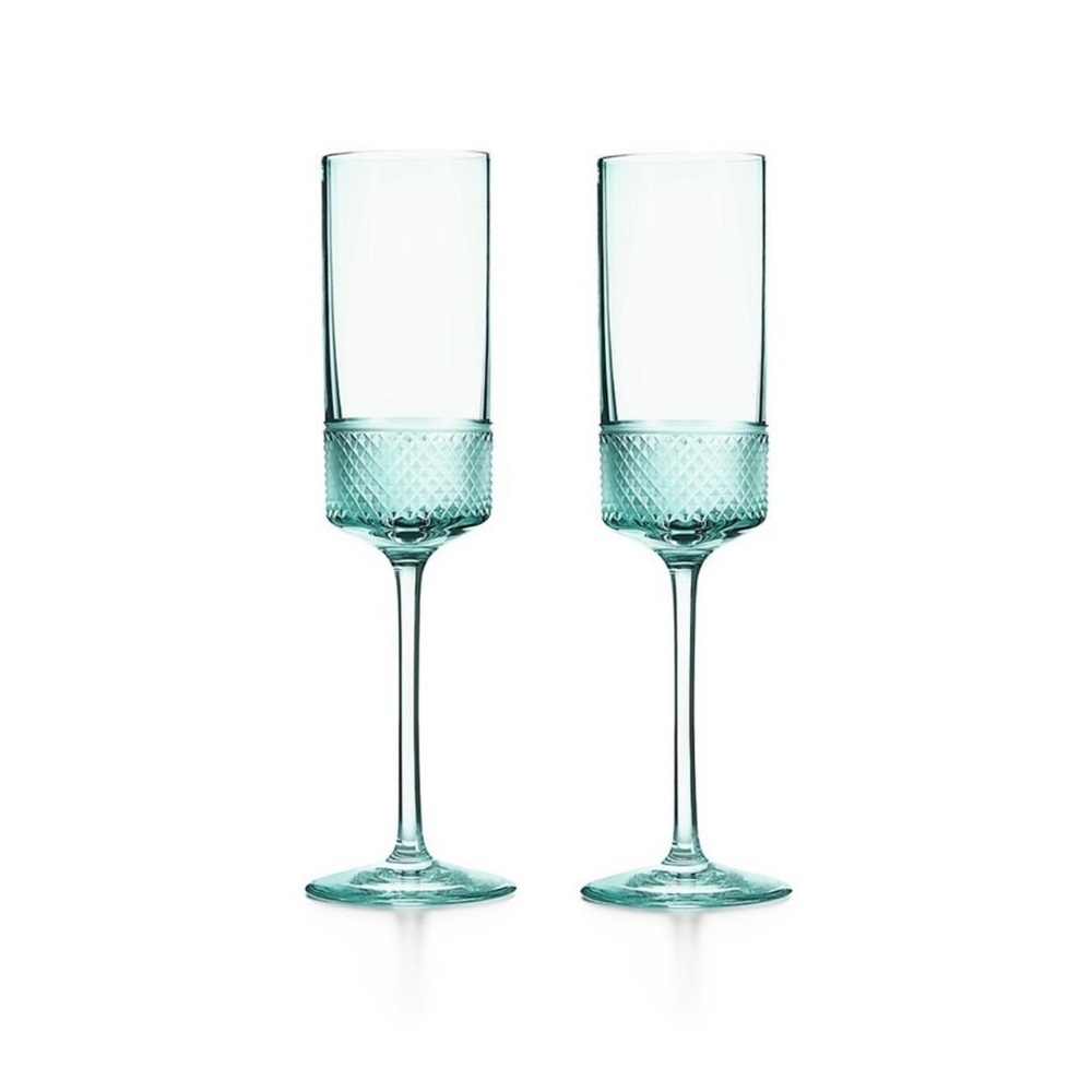 Tiffany&Co Brand NEW diamond point champagne flute set of 2
